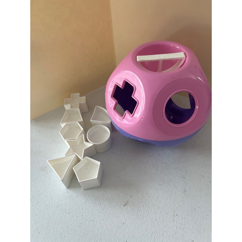 Tupperware Shape-O Toy Pink Purple Shape Sorter 8 White Shapes Vintage Style
